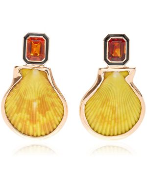 Dezso by Sara Beltran 18k Gold Clam Shell And Citrine Earrings - Yellow