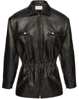 Magda Butrym Cinched-Waist Leather Jacket - Black