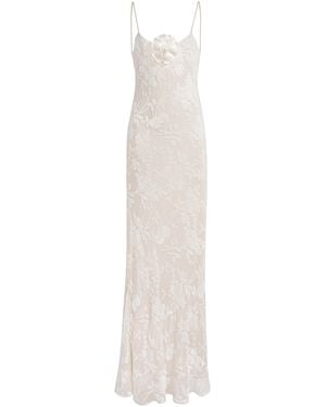 Rodarte Floral Silk-Devoré Slip Gown - White