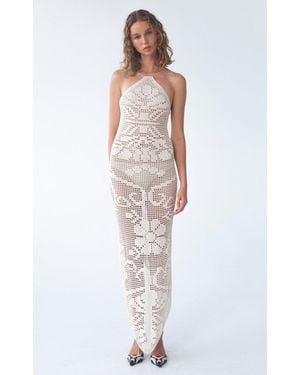 KETTEL ATELIER Ofelia Halter Crochet Maxi Dress - White