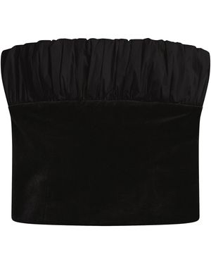 Posse Dean Strapless Gathered Velvet Top - Black