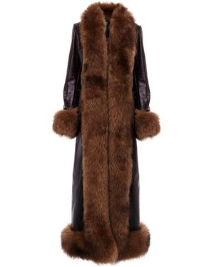 Chloé Shearling-Trimmed Leather Coat - Brown