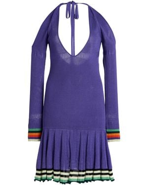 Christopher John Rogers Exclusive Riviera Cold-shoulder Ribbed-knit Mini Dress - Blue