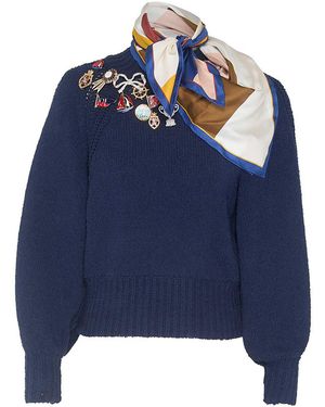 Zimmermann Clash Embellished Cotton Jumper - Blue