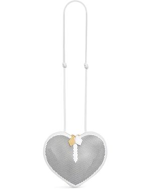 Alaïa Le Coeur Fishnet Leather Crossbody Bag - White