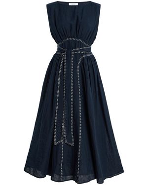 Merlette Verena Linen Midi Dress - Blue