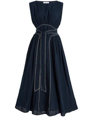 Merlette Verena Linen Midi Dress - Blue