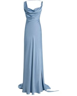 Arcina Ori Darcy Open-Back Satin Maxi Dress - Blue