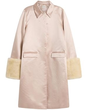 Posse Chester Fur-Trimmed Satin Coat - Natural