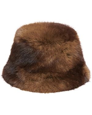 Apparis Gilly Faux Mink Fur Bucket Hat - Brown