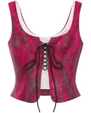 MACCAPANI Comfy Cotton-Blend Corset Top - Red