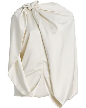 Sloan Exclusive Knotted Crepe Cape Top - White
