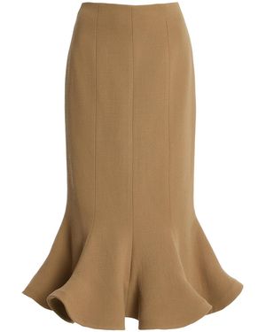 Harithand Exclusive Ruffled Double Crepe Midi Skirt - Natural