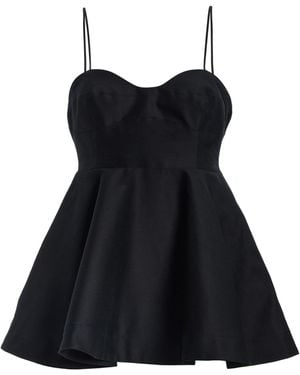 Rohe Wool-Silk Bustier Peplum Top - Black