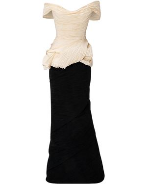 Marmar Halim Off-The-Shoulder Pleated Taffeta Mermaid Dress - White