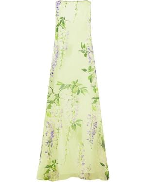 LEO LIN Yumei Open-Back Silk Gown - Green