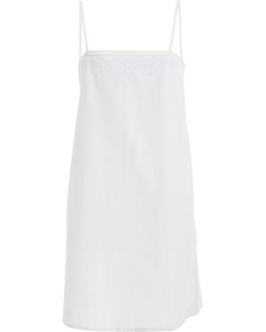 Colleen Allen Chemise Silk Cotton Voile Dress - White