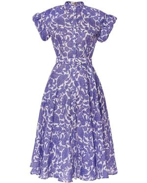 Lena Hoschek Dreamy Linen A-Line Midi Dress - Purple