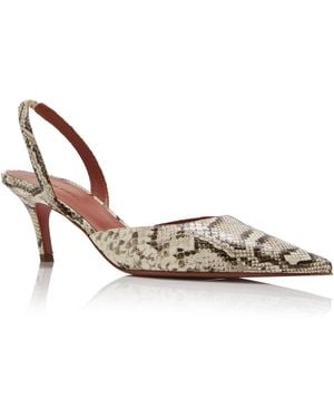 AMINA MUADDI Sofia Snake-Effect Leather Slingback Court Shoes - Metallic