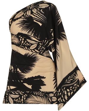 Johanna Ortiz Forest One-shoulder Silk Mini Dress - Black