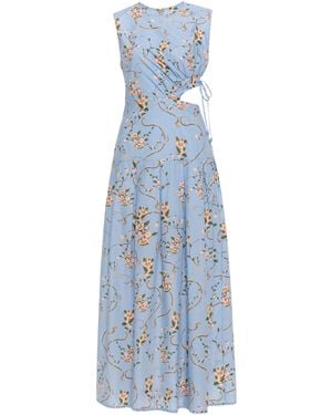 Agua Bendita Otoño Navegante Cotton Midi Dress - Blue
