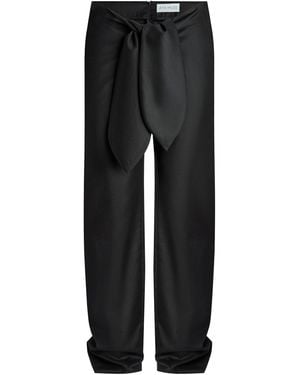AYA MUSE Vest Tie-Detailed Wool Satin Straight-Leg Pants - Black