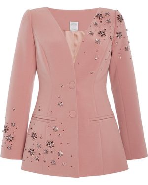 Huishan Zhang Justine Crystal-Embellished Suiting Blazer - Pink