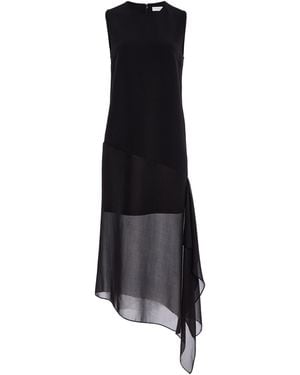 Michael Kors Skirt-Veiled Stretch-Wool Crepe Midi Dress - Black