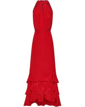 ANDRES OTALORA Vino De Palma Halter Silk Crepe De Chine Maxi Dress - Red