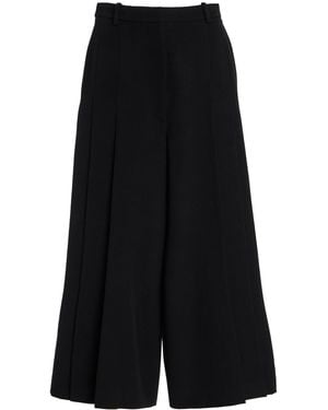 Michael Kors Wool Gabardine Wide-Leg Culotte Trousers - Black