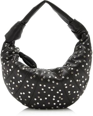 Lemaire Mini Fortune Croissant Studded Leather Hobo Bag - Black