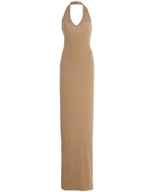 ÉTERNE Stretch Cotton-Modal Maxi Halter Dress - Natural