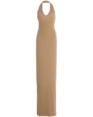 ÉTERNE Stretch Cotton-Modal Maxi Halter Dress - Natural