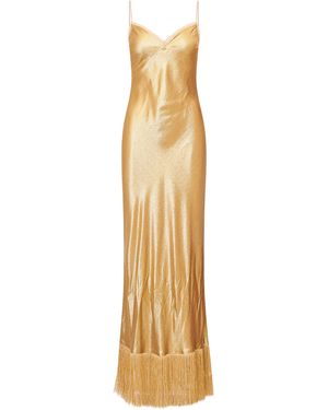 LoveShackFancy Odezza Metallic Fringe Maxi Dress