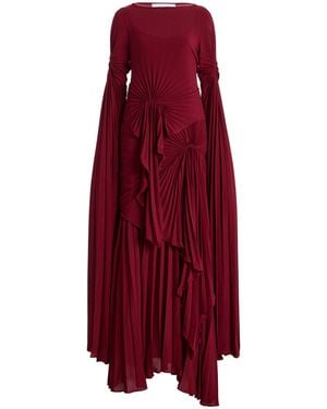 Georgia Hardinge Waterfall Convertible Plisse Maxi Dress - Red