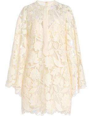Elie Saab Embroidered Tulle Mini Dress - White