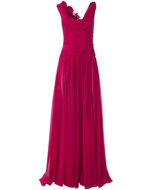 Carolina Herrera Draped Silk-Chiffon Gown - Red