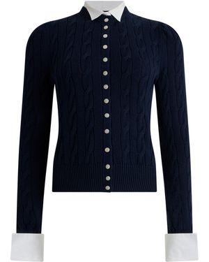 Ralph Lauren Cableknit Silk-Cashmere Cardigan - Blue