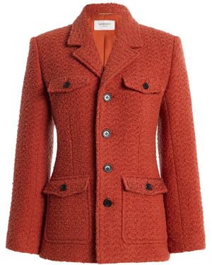 Saint Laurent Pocketed Tweed Jacket - Red