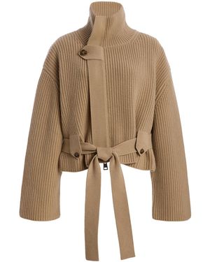 Brandon Maxwell The Neal Belted Recycled-Cashmere-Blend Jumper - Natural