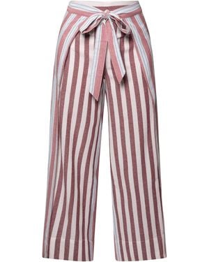 Coniglio Palm Beach Two-Panel Striped Cotton Wide-Leg Trousers - Red