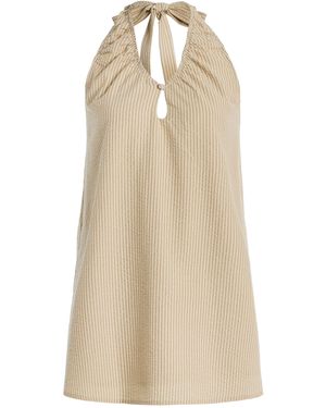 ELCE Exclusive Sidney Striped Cotton-blend Seersucker Mini Halter Dress - Natural