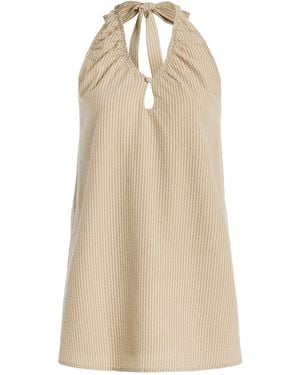 ELCE Exclusive Sidney Striped Cotton-blend Seersucker Mini Halter Dress - Natural