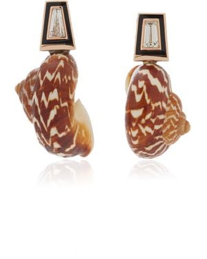 Dezso by Sara Beltran 18K Rose Ondulato Shell With Diamond Earrings - Metallic