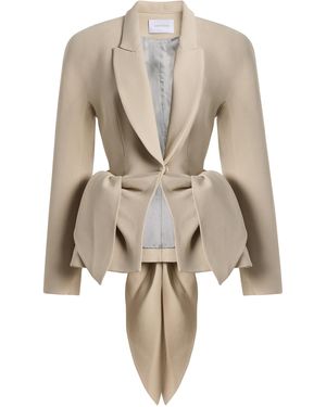 Harithand Exclusive Draped Double Crepe Jacket - Natural