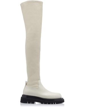Bottega Veneta The Tire Over The Knee Leather Boots - White