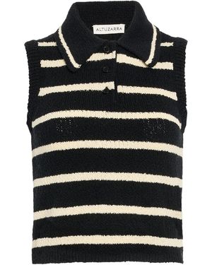 Altuzarra Elmer Striped Cotton-Blend Top - Black