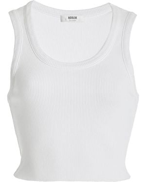Agolde Poppy Cotton-blend Cropped Tank Top - White