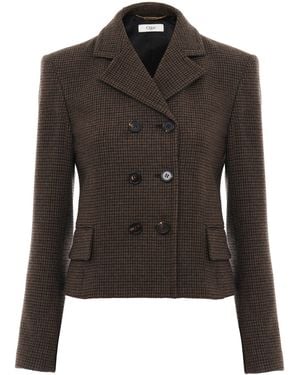 Chloé Wool Houndstooth Blazer - Black