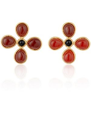 Sylvia Toledano Plated Pansy Earrings - Red